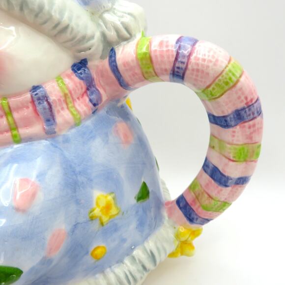 Ceramic Snowman Pitcher Christmas Jug Hand Painted Broom Spout 7” Unbranded - Picture 8 of 11